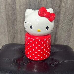 Hello Kitty Blue Sky Clayworks Red Sculpted 3D Canister Cookie Snack Candy Jar